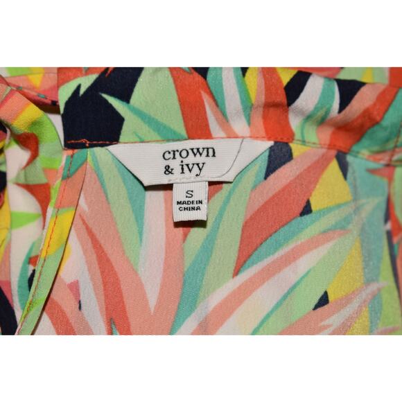 CROWN & IVY NEW $89 Multi-Color Pineapple Print Sleeveless Sundress Small - Picture 3 of 3